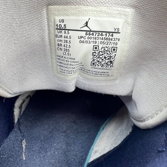 Nike Air Jordan 1 Mid Men Size 10.5 554724 174 White Metallic Gold Obsidian Shoe - Picture 10 of 11